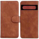 For Google Pixel 7 5G Skin Feel Pure Color Flip Leather Phone Case(Brown) - 1