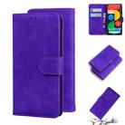 For Google Pixel 5 Skin Feel Pure Color Flip Leather Phone Case(Purple) - 1