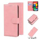 For Google Pixel 5 Skin Feel Pure Color Flip Leather Phone Case(Pink) - 1