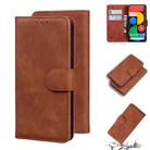 For Google Pixel 5 Skin Feel Pure Color Flip Leather Phone Case(Brown) - 1