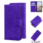 For Google Pixel 5a Skin Feel Pure Color Flip Leather Phone Case(Purple) - 1