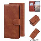 For Google Pixel 5a Skin Feel Pure Color Flip Leather Phone Case(Brown) - 1