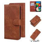 For Google Pixel 5 XL / 4a 5G Skin Feel Pure Color Flip Leather Phone Case(Brown) - 1