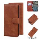 For Nokia 2.4 Skin Feel Pure Color Flip Leather Phone Case(Brown) - 1