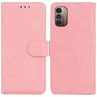 For Nokia G11 / G21 Skin Feel Pure Color Flip Leather Phone Case(Pink) - 1