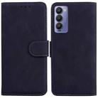 For Tecno Camon 18 / 18P Skin Feel Pure Color Flip Leather Phone Case(Black) - 1