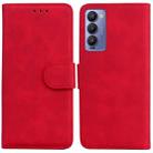 For Tecno Camon 18 / 18P Skin Feel Pure Color Flip Leather Phone Case(Red) - 1