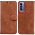 For Tecno Camon 18 / 18P Skin Feel Pure Color Flip Leather Phone Case(Brown) - 1