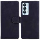 For Tecno Camon 18 Premier Skin Feel Pure Color Flip Leather Phone Case(Black) - 1