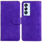 For Tecno Camon 18 Premier Skin Feel Pure Color Flip Leather Phone Case(Purple) - 1