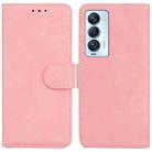 For Tecno Camon 18 Premier Skin Feel Pure Color Flip Leather Phone Case(Pink) - 1