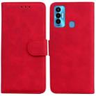 For Tecno Camon 18i Skin Feel Pure Color Flip Leather Phone Case(Red) - 1