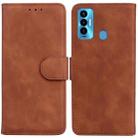 For Tecno Camon 18i Skin Feel Pure Color Flip Leather Phone Case(Brown) - 1