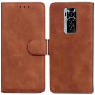 For Tecno Phantom X Skin Feel Pure Color Flip Leather Phone Case(Brown) - 1