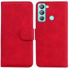 For Tecno Pop 5 LTE BD4 Skin Feel Pure Color Flip Leather Phone Case(Red) - 1