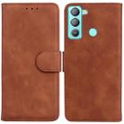 For Tecno Pop 5 LTE BD4 Skin Feel Pure Color Flip Leather Phone Case(Brown) - 1