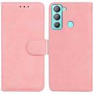 For Tecno Pop 5 LTE BD4 Skin Feel Pure Color Flip Leather Phone Case(Pink) - 1