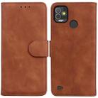 For Tecno Pop 5P Skin Feel Pure Color Flip Leather Phone Case(Brown) - 1