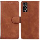 For Tecno Pova 2 Skin Feel Pure Color Flip Leather Phone Case(Brown) - 1