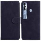 For Tecno Spark 7 Pro Skin Feel Pure Color Flip Leather Phone Case(Black) - 1