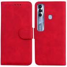 For Tecno Spark 7 Pro Skin Feel Pure Color Flip Leather Phone Case(Red) - 1