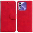 For Tecno Spark 8 / 8T Skin Feel Pure Color Flip Leather Phone Case(Red) - 1