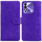 For Tecno Spark 8 / 8T Skin Feel Pure Color Flip Leather Phone Case(Purple) - 1