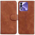 For Tecno Spark 8 / 8T Skin Feel Pure Color Flip Leather Phone Case(Brown) - 1