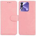 For Tecno Spark 8 / 8T Skin Feel Pure Color Flip Leather Phone Case(Pink) - 1