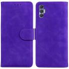 For Tecno Spark 8P Skin Feel Pure Color Flip Leather Phone Case(Purple) - 1