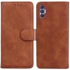 For Tecno Spark 8P Skin Feel Pure Color Flip Leather Phone Case(Brown) - 1