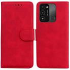 For Tecno Spark Go 2022 / Spark 8C Skin Feel Pure Color Flip Leather Phone Case(Red) - 1