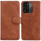 For Tecno Spark Go 2022 / Spark 8C Skin Feel Pure Color Flip Leather Phone Case(Brown) - 1