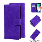 For iPhone X / XS Skin Feel Pure Color Flip Leather Phone Case(Purple) - 1