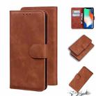 For iPhone X / XS Skin Feel Pure Color Flip Leather Phone Case(Brown) - 1