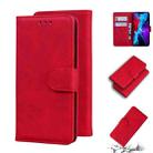 For iPhone 12 Skin Feel Pure Color Flip Leather Phone Case(Red) - 1