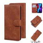 For iPhone 12 Skin Feel Pure Color Flip Leather Phone Case(Brown) - 1