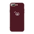 For iPhone 8 Plus / 7 Plus Small Pig Pattern Colorful Frosted TPU Phone Protective Case(Wine Red) - 1