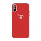 For iPhone X / XS Small Pig Pattern Colorful Frosted TPU Phone Protective Case(Red) - 1