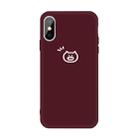 For iPhone X / XS Small Pig Pattern Colorful Frosted TPU Phone Protective Case(Wine Red) - 1