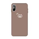 For iPhone X / XS Small Pig Pattern Colorful Frosted TPU Phone Protective Case(Khaki) - 1