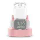 A001 3 In 1 Silicone Charging Holder for iPhone / iWatch / AirPods(Pink) - 1