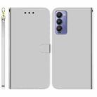 For Tecno Camon 18 / 18P Imitated Mirror Surface Horizontal Flip Leather Phone Case(Silver) - 1