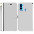 For Tecno Camon 18i Imitated Mirror Surface Horizontal Flip Leather Phone Case(Silver) - 1