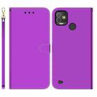 For Tecno Pop 5P Imitated Mirror Surface Horizontal Flip Leather Phone Case(Purple) - 1