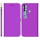 For Tecno Spark 7 Pro Imitated Mirror Surface Horizontal Flip Leather Phone Case(Purple) - 1