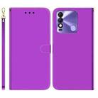 For Tecno Spark 8 / 8T Imitated Mirror Surface Horizontal Flip Leather Phone Case(Purple) - 1