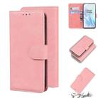 For OnePlus 8 Skin Feel Pure Color Flip Leather Phone Case(Pink) - 1