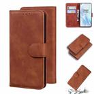 For OnePlus 8 Skin Feel Pure Color Flip Leather Phone Case(Brown) - 1