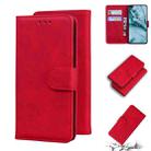 For OnePlus Nord Skin Feel Pure Color Flip Leather Phone Case(Red) - 1